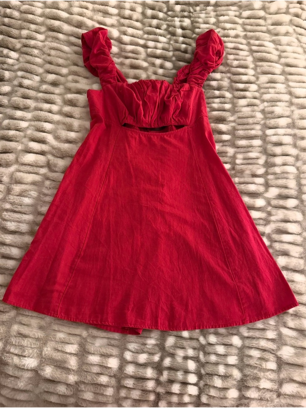 Free People Red Ruffle-Strap tie back Mini Dress